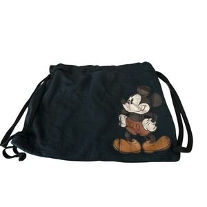 Vintage DISNEYLAND Disney Mickey Mouse Drawstring Backpack Bag Hoodie Cinch Sack